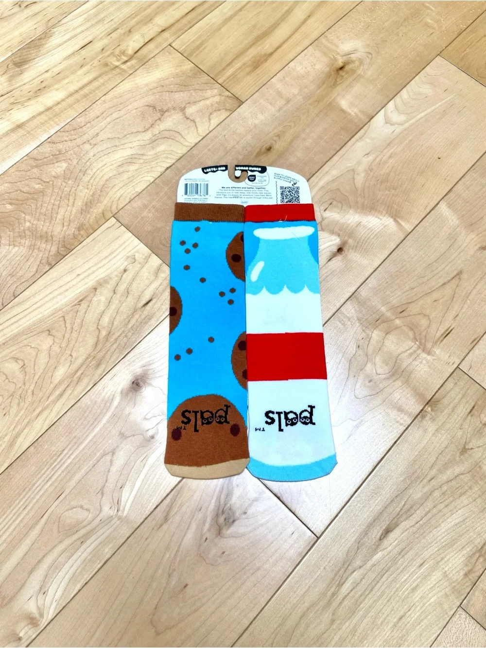 Milk and cookies - Fun Mismatched Adult small pals socks and Michelle romo